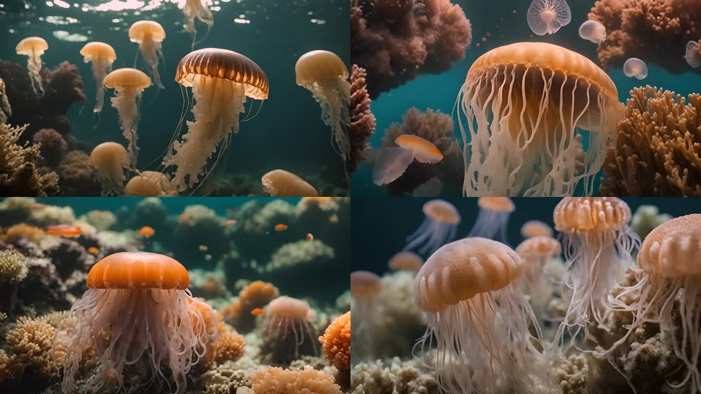 海洋水母游动深海浮游生物