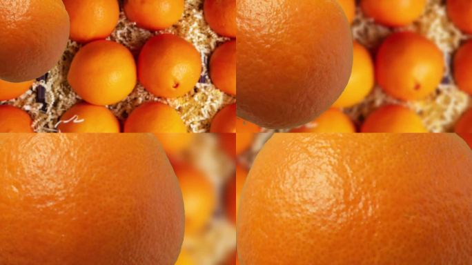 新鲜橙子片飞向镜头的慢动作镜头