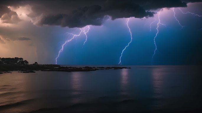 电闪雷鸣 云层闪电 黑夜闪电 打雷下雨