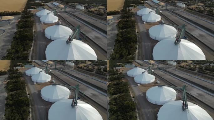 西澳农村粮食储存库大筒仓的空中俯视图