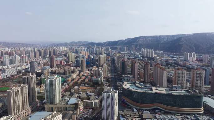 4K兰州市东瓯世贸商业体航拍空镜