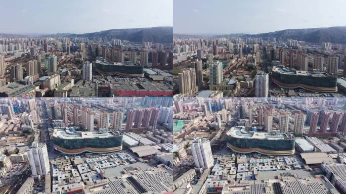 4K兰州市东瓯世贸商业体航拍空镜