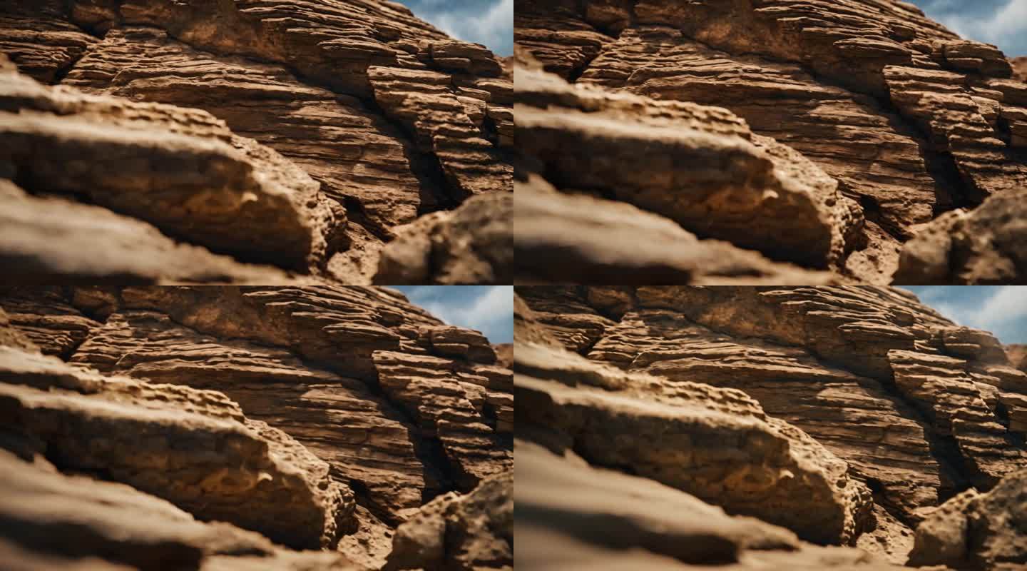 自然沉积岩石头特写空镜