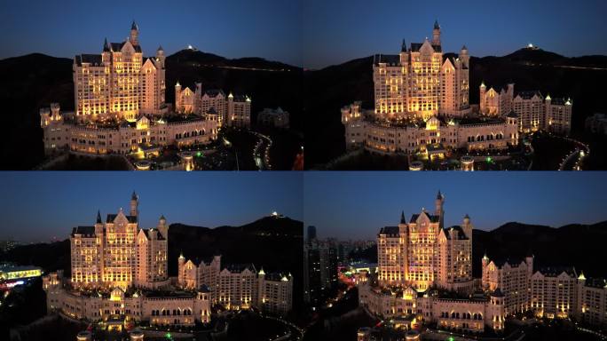 大连一方城堡酒店夜景航拍