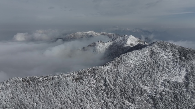 朱雀国家森林公园冰晶顶雪景航拍