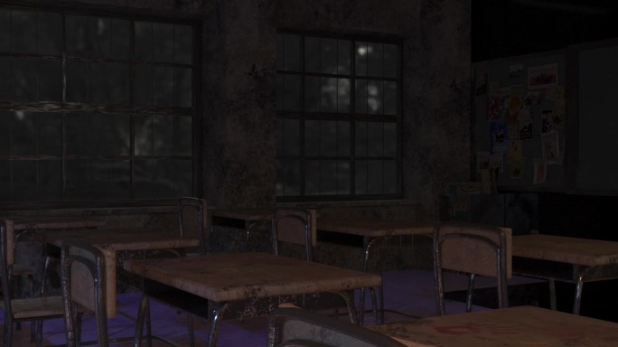 密室逃脱氛围黑暗教室模型