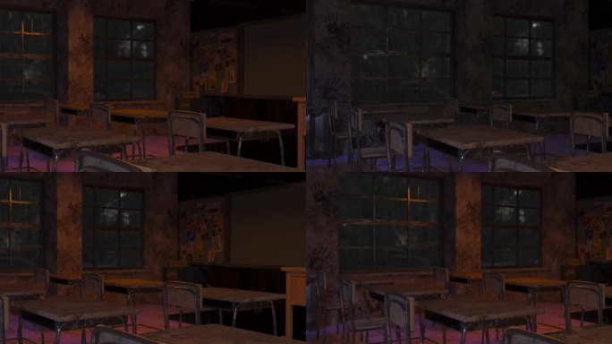 密室逃脱氛围黑暗教室模型