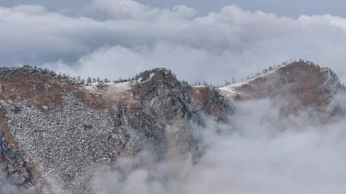 朱雀国家森林公园冰晶顶雪景航拍