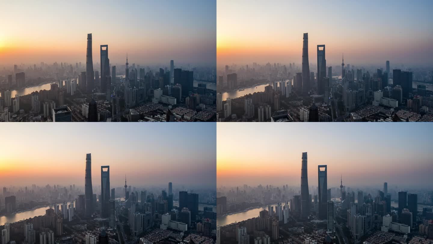 上海陆家嘴金融建筑群夜景航拍延时摄影素材