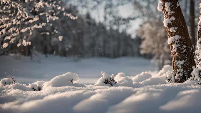 冬天雪地特写雪天风景下雪风光唯美冬季雪景