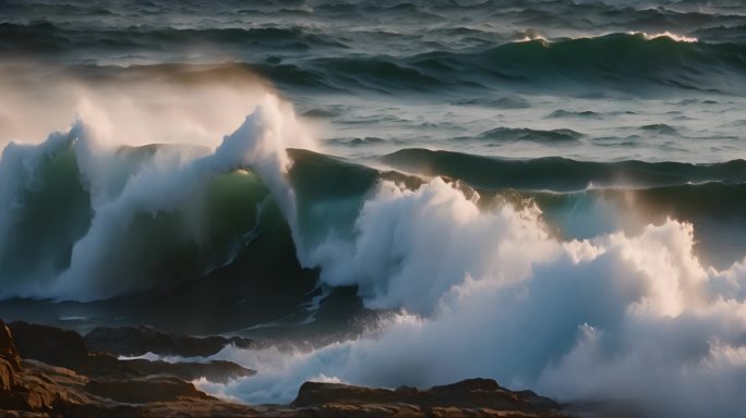 大海海浪阳光海洋浪花海水大气震撼开场片头