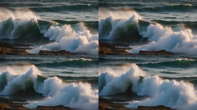 大海海浪阳光海洋浪花海水大气震撼开场片头