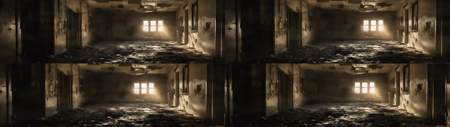 8K末日废墟医院城市室内房间空间场景43
