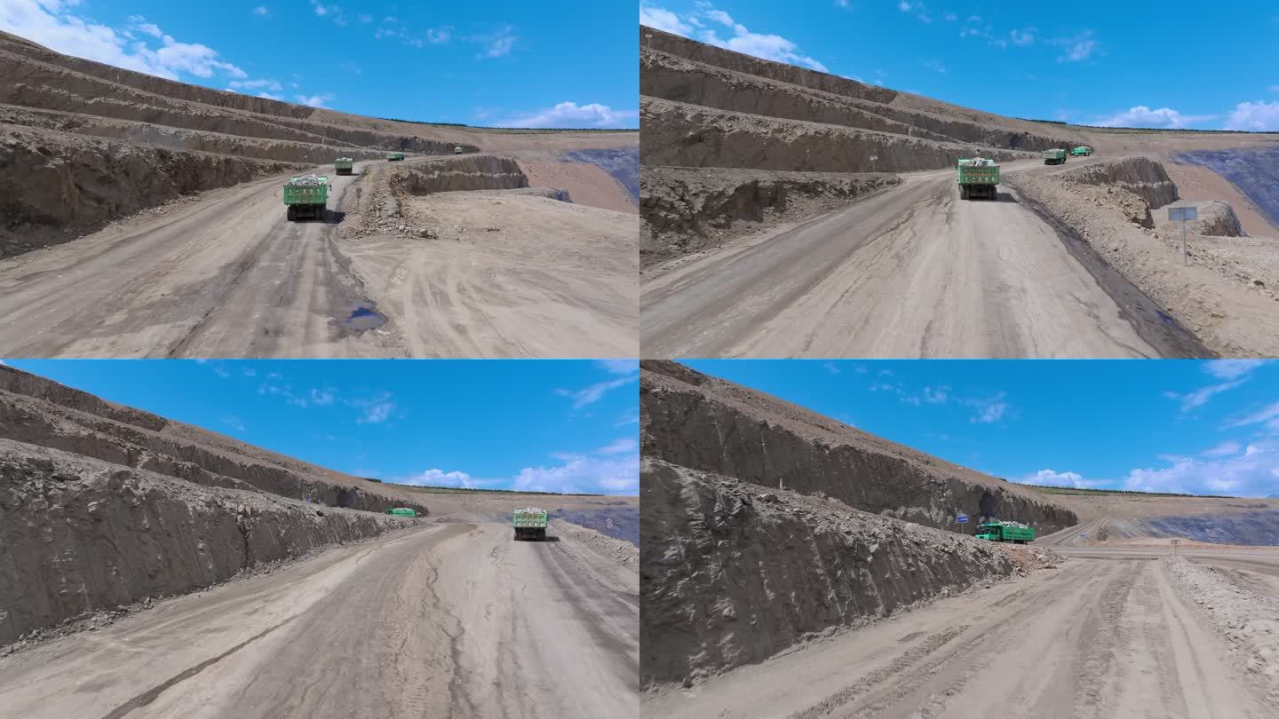 煤矿拍摄到的徐工新能源纯电矿车车队