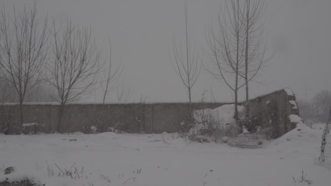 残破院子4Kslog2北方冬天下雪视频