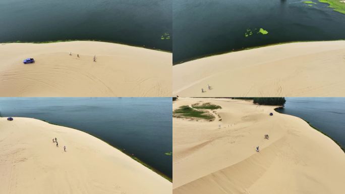 越南美奈附近的沙滩和水形成鲜明的地理对比
