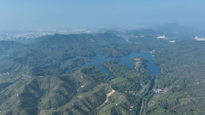 森林山水湖泊航拍青山绿水山川河流山峰风景