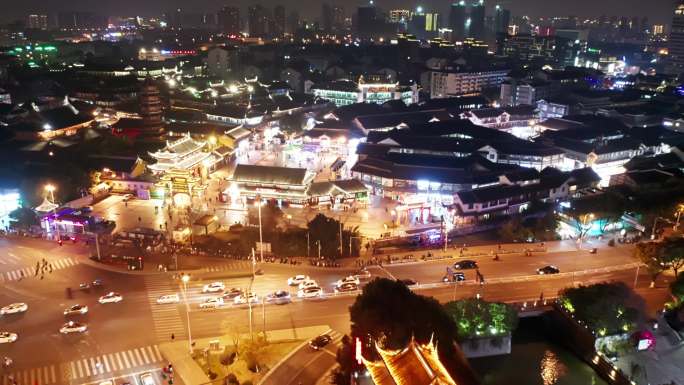 江苏无锡南禅寺夜景 视频4K 航拍