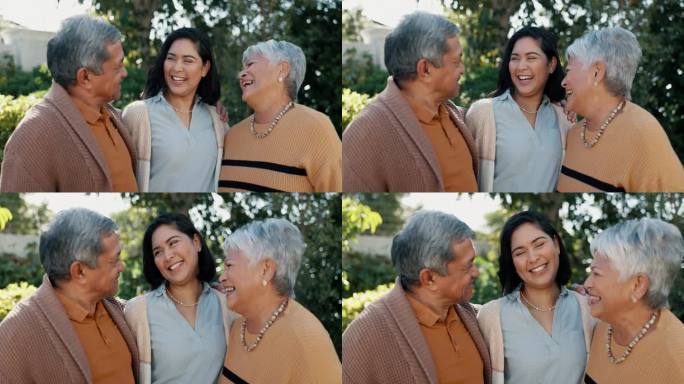 自然，笑声和女人与她的长辈在谈话中带有喜剧、搞笑或喜剧笑话。在户外公园与退休老人谈笑风生，谈情说爱。