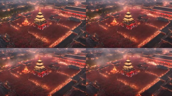 中式不夜城汉唐建筑场景背景