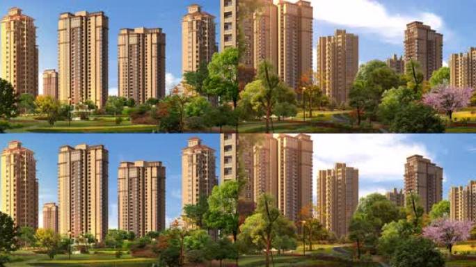 小区 小品背景 公园 楼房