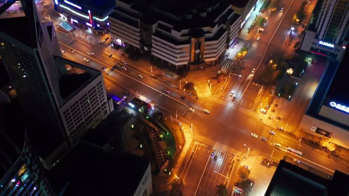 江苏 无锡 三阳广场 夜景 俯瞰航拍4K