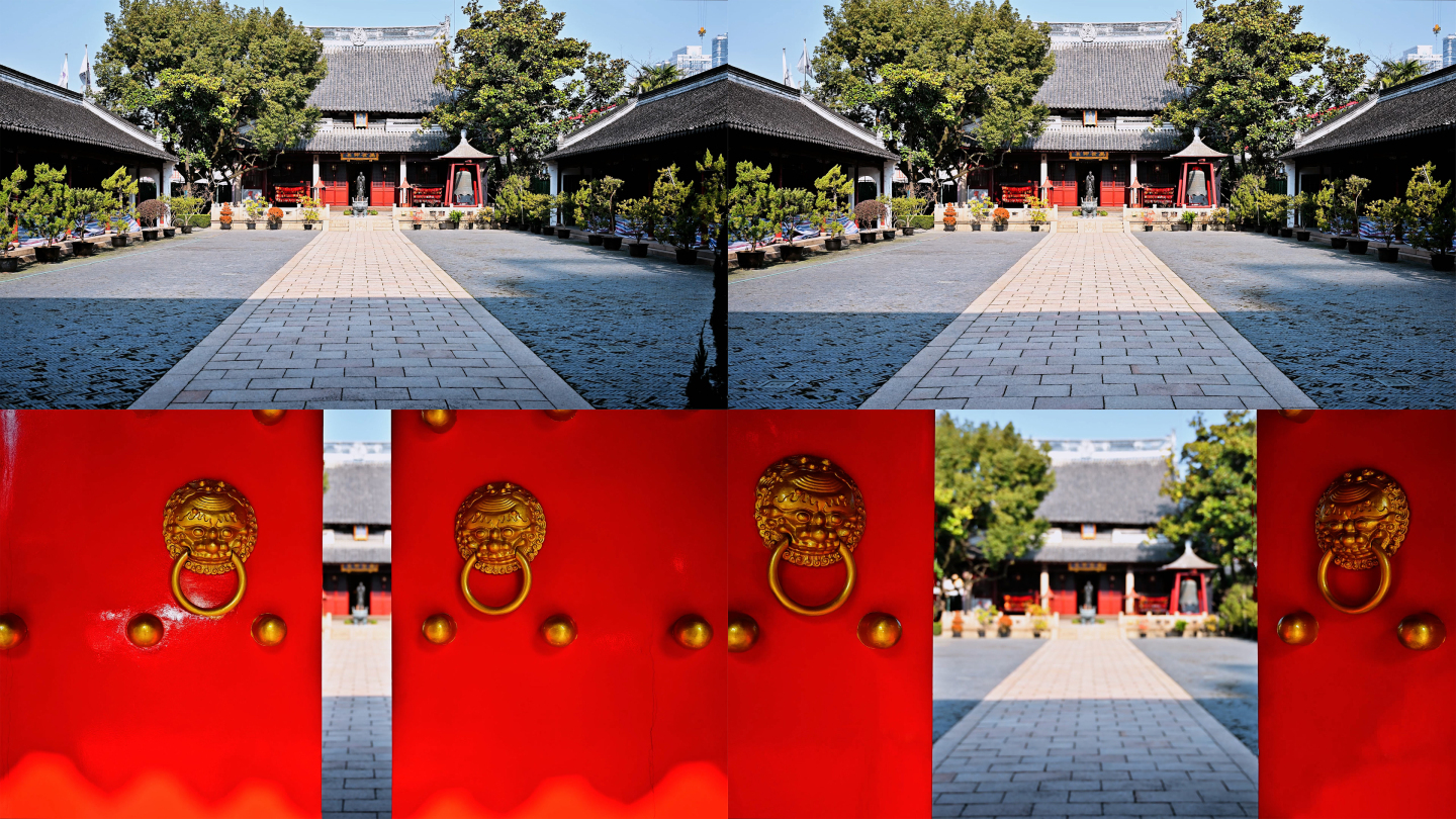 【4K】推开寺庙红色木门