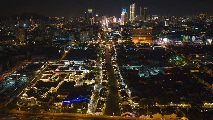 无锡南长街夜景航拍延时