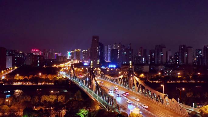 江苏无锡 夜景 金匮大桥 太湖广场 航拍