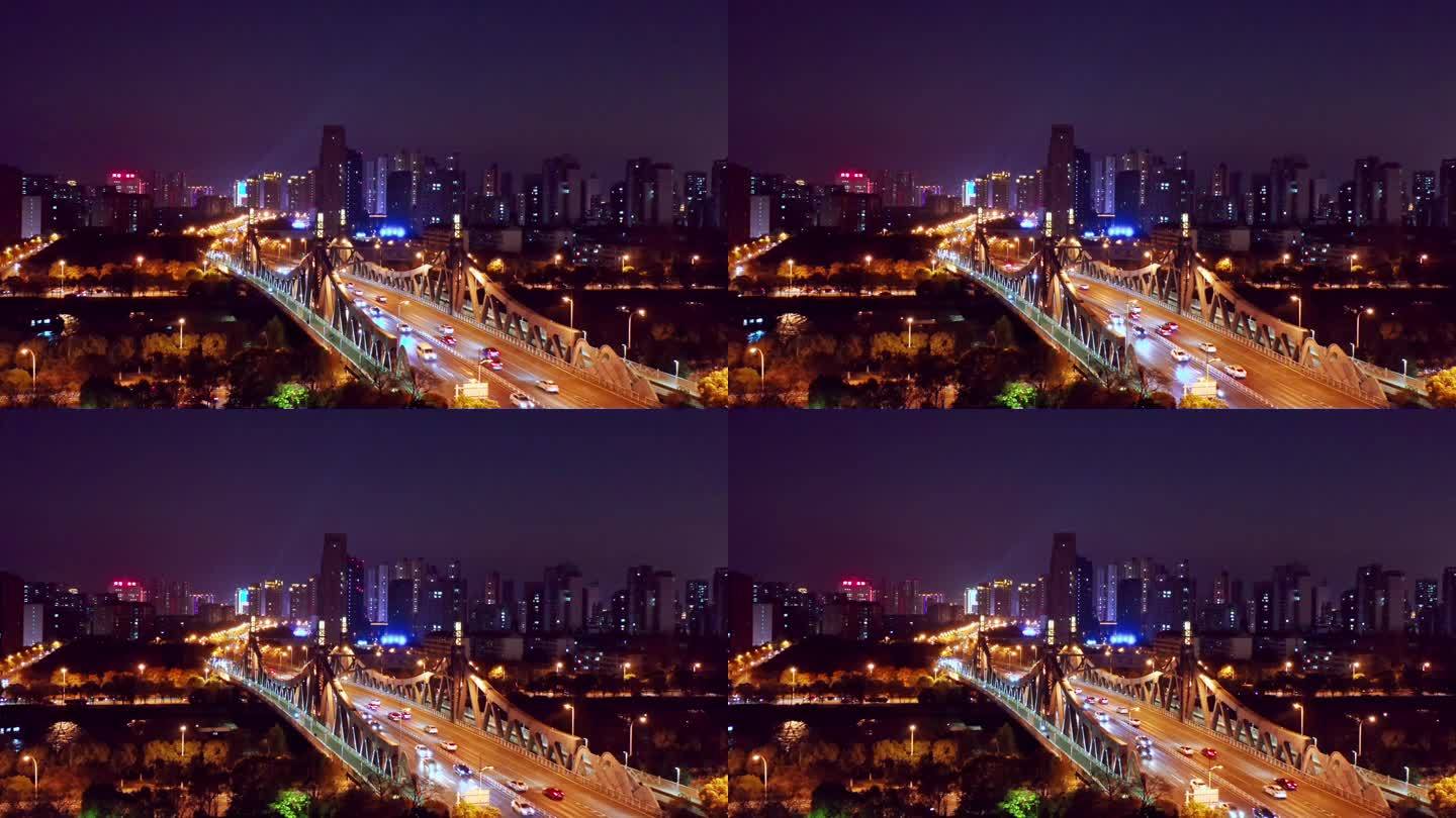 江苏无锡 夜景 金匮大桥 太湖广场 航拍