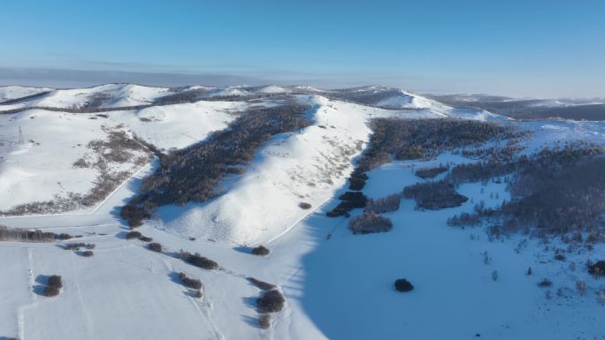 内蒙古丘陵山地寒冬雪景