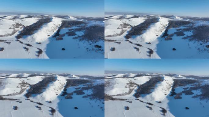内蒙古丘陵山地寒冬雪景