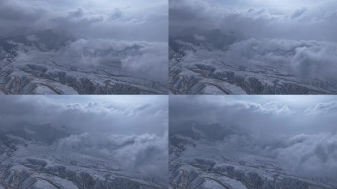 雪景 云海 山 地貌 云雾 雪山 下雪