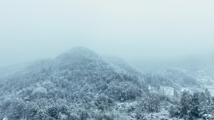 雪山雾凇雪凇航拍4K