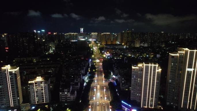 江西赣州城市夜景交通航拍