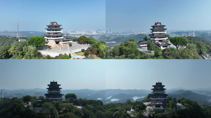 惠州挂榜阁航拍红花湖景区山峰山顶风光风景