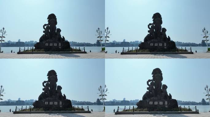 惠州市东江公园客家女雕像航拍