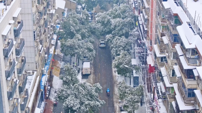 冒雪送餐的外卖员