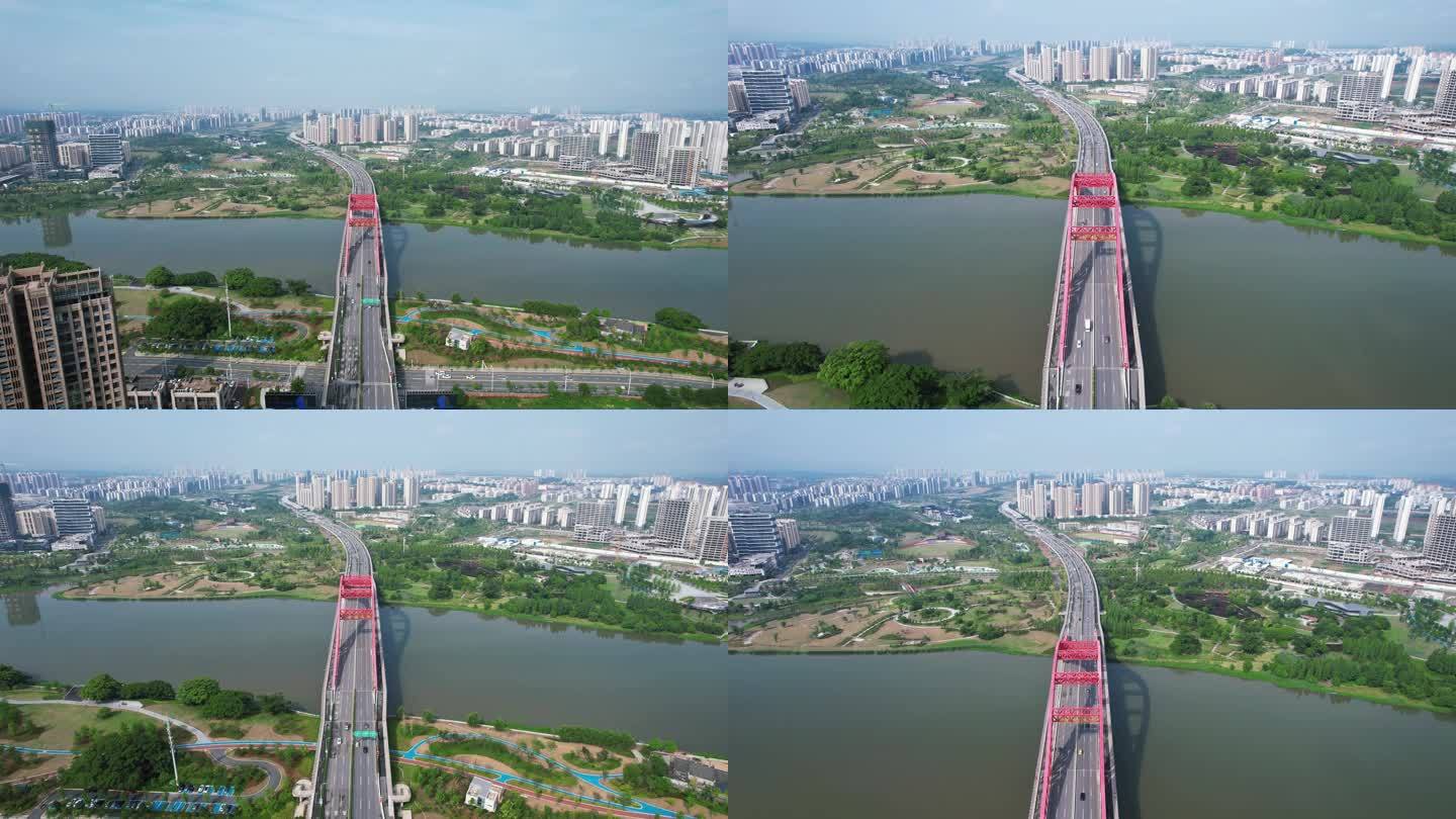 江西赣州新世纪大桥交通航拍