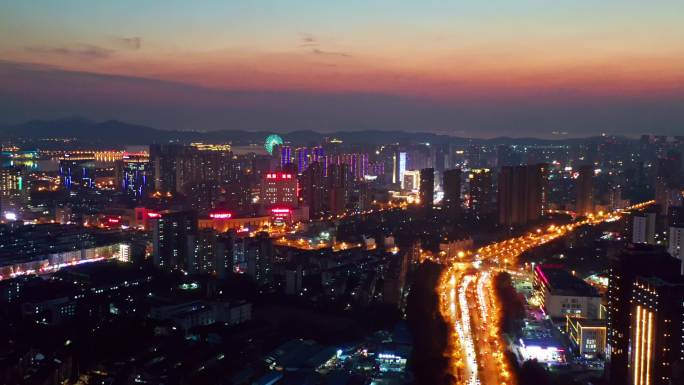 江苏无锡 夜景 金匮大桥 太湖广场 航拍