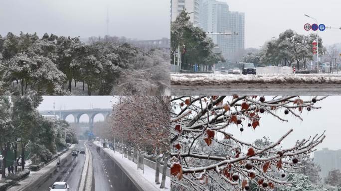 武汉冻雪下的交通