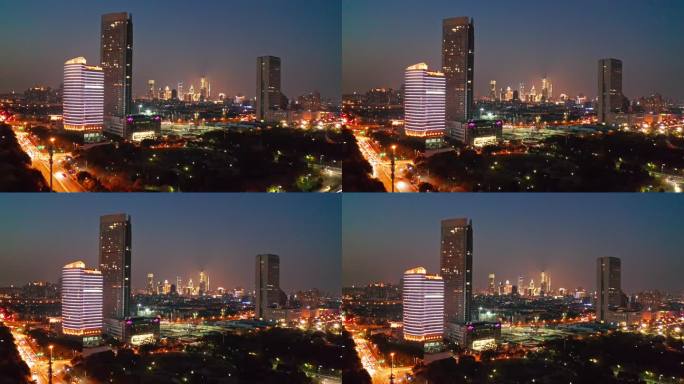 江苏无锡 夜景 金匮大桥 太湖广场 航拍