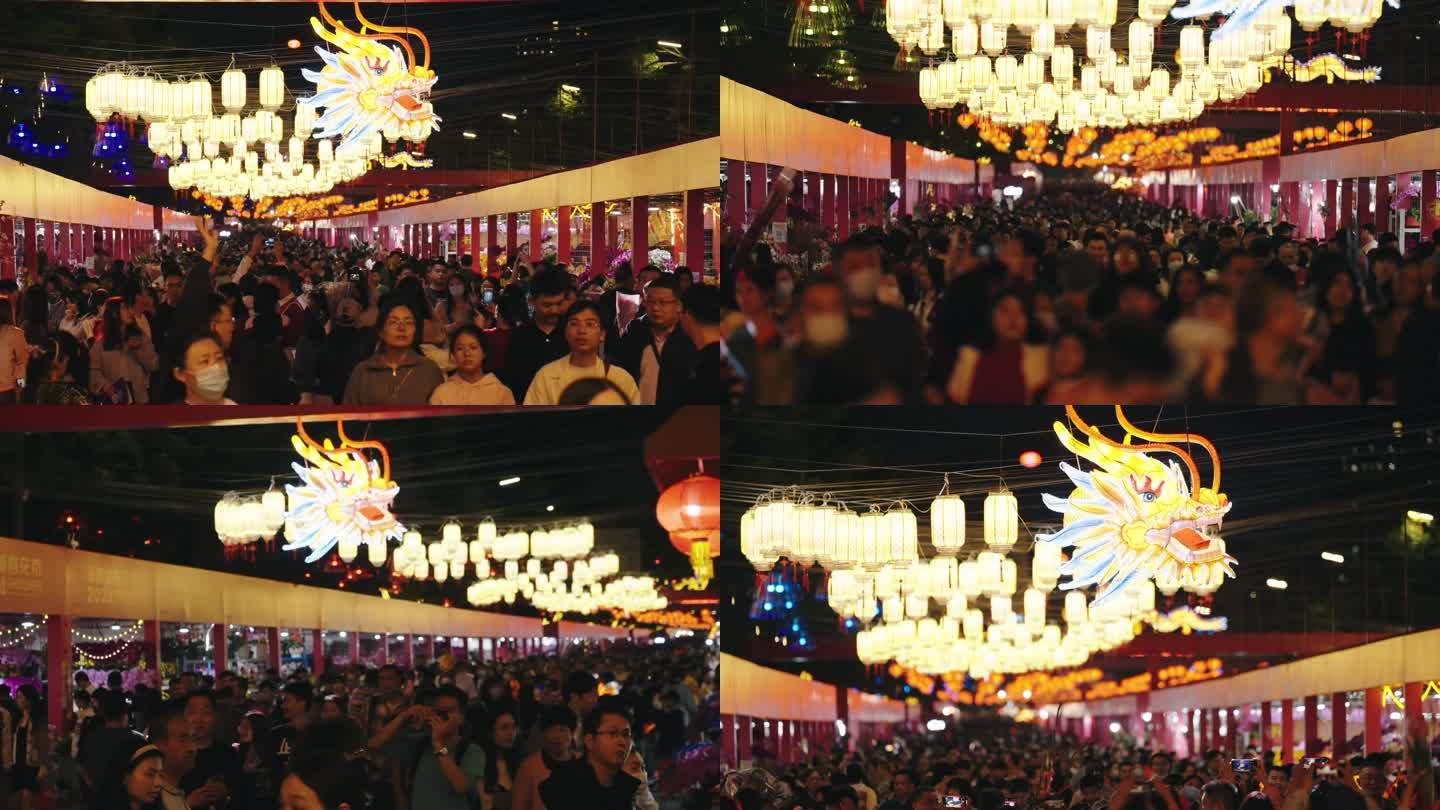 新年龙年春节逛街人群人潮
