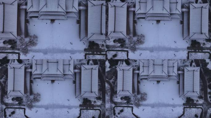 西安地标青龙寺古建筑景区文旅宣传雪景航拍