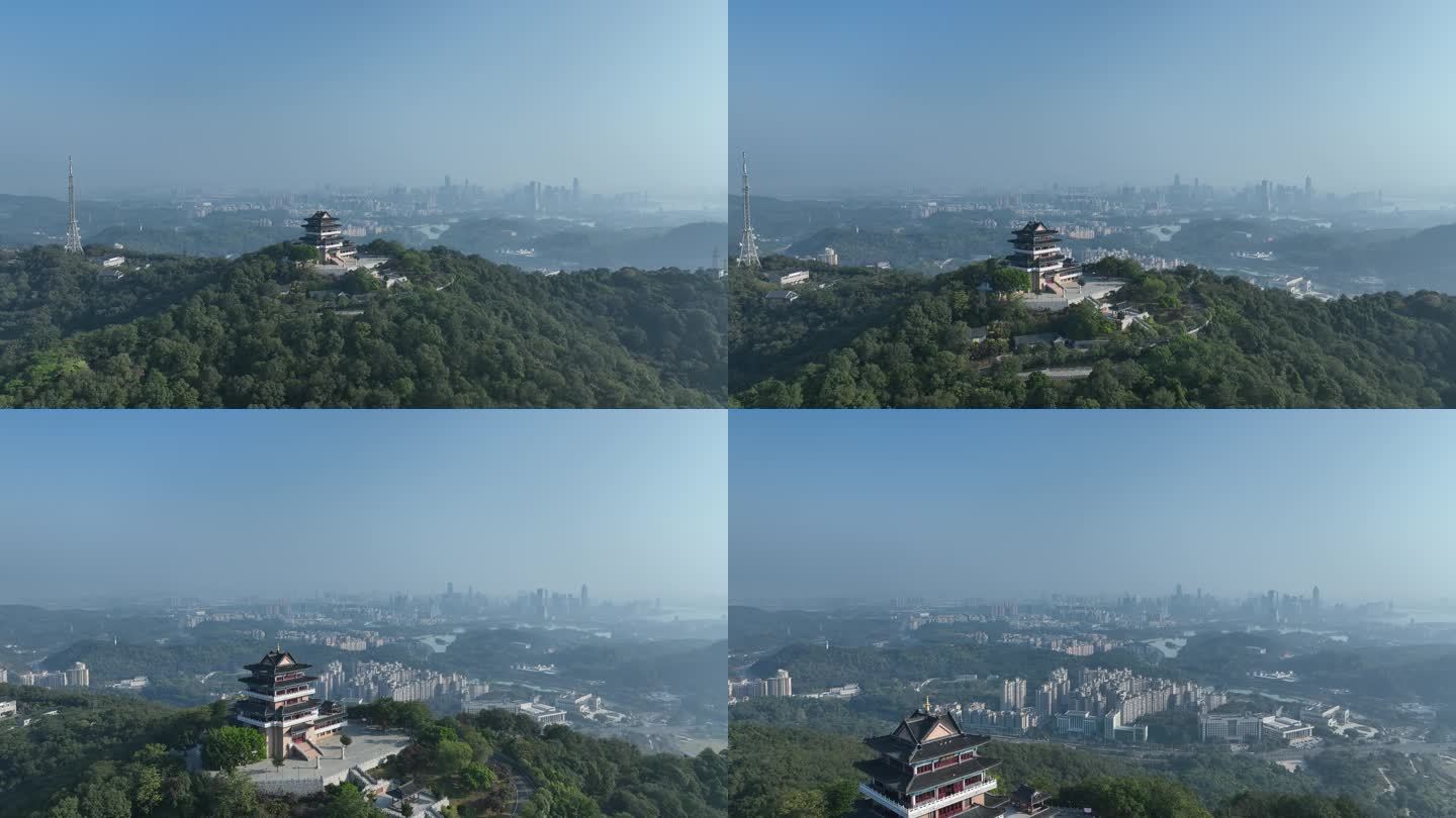 惠州挂榜阁航拍山峰寺庙森林风景红花湖景区