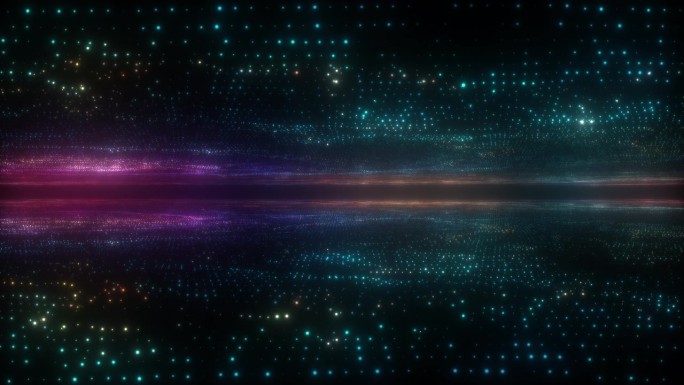 运动的辉光紫蓝粉红霓虹粒子动画为技术抽象背景。摘要适用于科学、技术、网络、通信、大数据、人工智能。