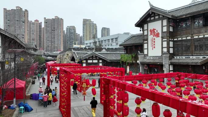 年货节集市热闹购物逛街视频4K