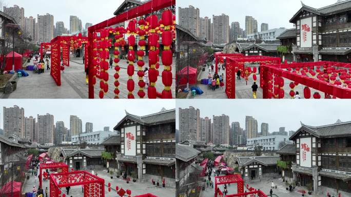 年货节集市热闹购物逛街视频4K