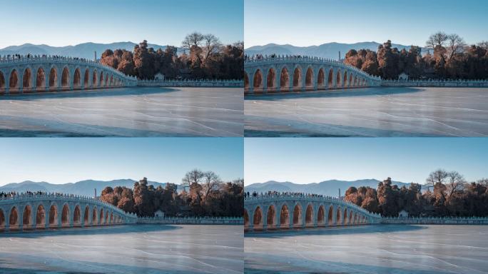 4K颐和园十七孔桥冬季延时摄影