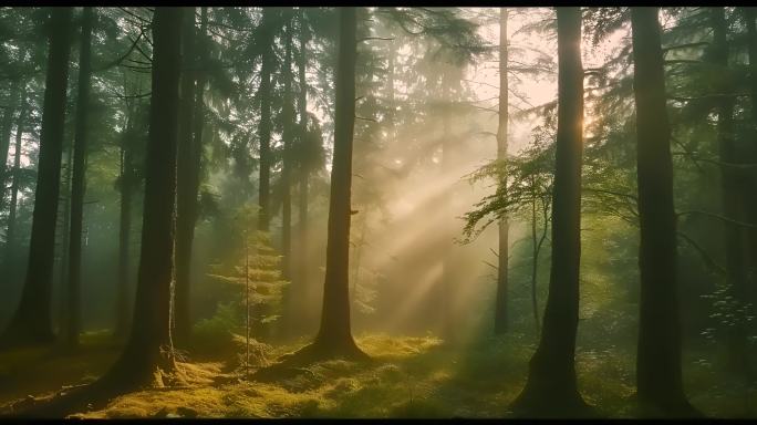 森林意境云海雾气松树视频素材